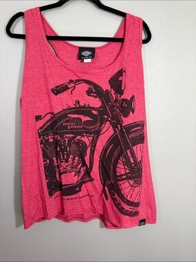Harley-Davidson Red Tank with Black Motorcycle Print